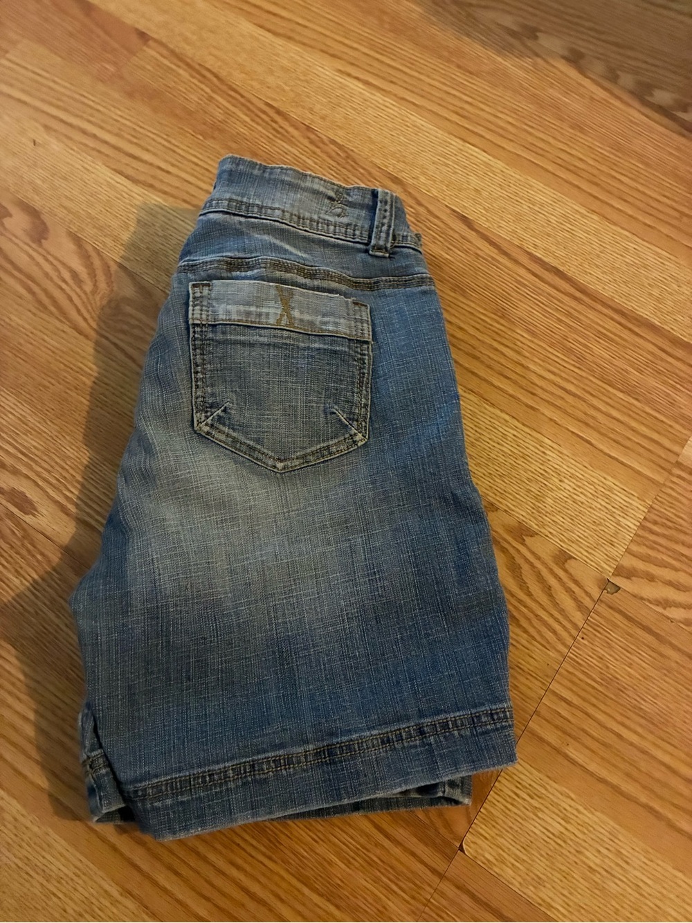 Hydraulic Light Blue Denim Folded Jean Shorts